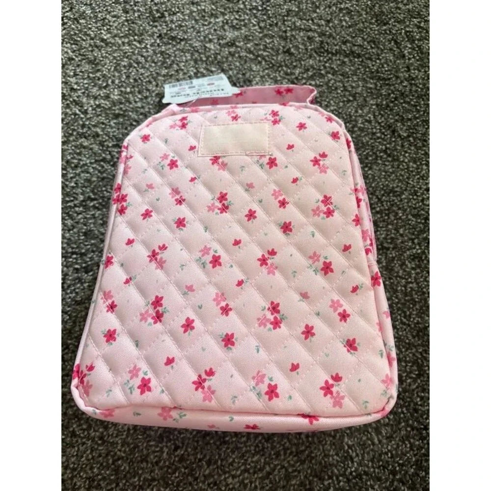Pink flower lunch bag